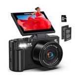 aklow akyoleticaret Kamera, Fotoğrafçılık Için Dijital Fotoğraf Makineleri - Youtube Wifi Için 5k 75 Mp Vlog - UHD Otomatik Odaklama Vlog Kamera 3 Inç 180 ° Flip Ekran 18X Zoom ile – Youtube Travel 32 GB Sd Kart, 2 - Çok Renkli