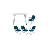 aklow akyoleticaret Katlanır Masa ve 4 Adet Katlanır Sandalye Kamp Seti Mavi - 10 cm - Renkli