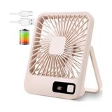 aklow akyoleticaret Küçük Masa Fanı, Kamp Için 5 Hız Modu, Taşınabilir USB Şarj Edilebilir, 2000 Mah Pil ve LCD Ekranlı Eğilebilir Katlanabilir Kişisel Mini Fan, Güçlü Rüzgar, Ultra Sessiz, Ofis, Ev - Çok Renkli