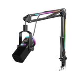 aklow akyoleticaret Oyun Mikrofonu Seti, Xlr/usb Dinamik Pc Mikrofonu Podcast Kayıt Için Bom Kollu Rgb Akış Mikrofon Seti, Dokun-Sessiz, Mix Kontrolü, Kulaklık Jakı-Ampligame AM8PROT - Renkli