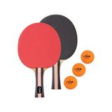 aklow akyoleticaret Performans 2 Oyuncu Ping Pong Seti - 2 Masa Tenisi Raketi, 3 – 3 Yıldızlı Turuncu Toplar Dahil - Çok Renkli - 10 cm