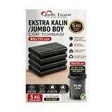aklow akyoleticaret Poşet, Ekstra Kalın Çöp Torbası 80X110 cm Siyah Çöp Poşeti 5 kg Dökme Dayanıklı