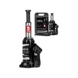 aklow akyoleticaret Pro Black Seri Çelik Şaseli Çift Dişli Özel Çantalı 5 Ton Hidrolik Araba Karavan Oto Kriko - Çok Renkli