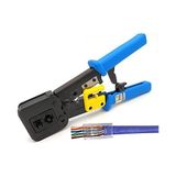 aklow akyoleticaret PX-8060Y RJ45/RJ11 Cat6 Jak Pense, 8P8C RJ45 ve 6P4C RJ11 Uyumlu, Kablo Kesme Soyma ve Kilitli Yaylı - Çok Renkli