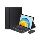 aklow akyoleticaret Samsung Galaxy Tab A9 Plus SM-X210 11 Inch Tablet Bluetooth Touchpad Klavye + Bluetooth Mouse + Standlı Kılıf - Siyah Bkk7 - Çok Renkli