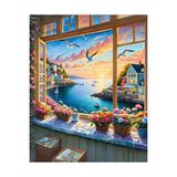 aklow akyoleticaret Sayılarla Boyama Numaralı Tuval Seti Fırça Boya Dahil 40X50 Cm, Huzur Penceresi - Çok Renkli