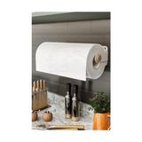 aklow akyoleticaret Yapışkanlı Doğal Gürgen Ağaç Ahşap Bar Metal Rulo Kağıt Havluluk; Kağıt Havlu Standı, Banyo Mutfak Havlu Çubuğu, Peçetelik Kağıt Havlu Rafı, Kağıt Havluluk Askısı (Metal, Beyaz) - Çok Renkli