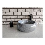 Akm Dekor Gri Teker Mermer Lavabo - MERMER ÇANAK LAVABO