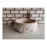 Akm Dekor Traverten Natural Patlatma Mermer Lavabo - MERMER ÇANAK LAVABO - Kahverengi