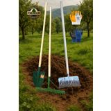 AKM Tools Bahçe Seti Bel Küreği Tırmık Gelberi Sapları ve Sarı Mavi Eldiven