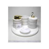 Akmera 5 Parça Lüks Gold Detaylı%100 Mermer Banyo Seti Beyaz GOLD KUĞU