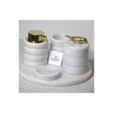Akmera 5 Parça Lüks Gold Detaylı%100 Mermer Banyo Seti Beyaz GOLD KUŞ
