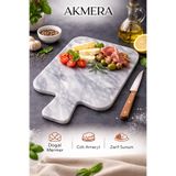 Akmera Doğal Gri Mermer Kesme Sunum Tahtası Gri