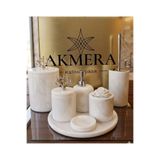 Akmera Gerçek Mermer Beyaz 7 Parça Lüks Banyo Seti Beyaz