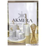 Akmera Gold Detaylı Gri Gölgeli 7 Parça Ultra Lüks Banyo Seti BeyazAT