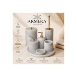 Akmera Gold Detaylı Gri Gölgeli 7 Parça Ultra Lüks Banyo Seti BeyazKÜÇÜK