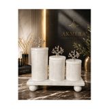 Akmera Home 4 Parça Gerçek Mermer Lüks Baharatlık Seti