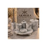 Akmera Home 7 Parça Gri Gölgeli Mermer Top Ayaklı Banyo Seti