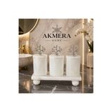 Akmera Home Lüks 4 Parça Mermer Top Ayak Kavanoz Seti
