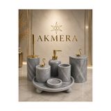 Akmera Home Lüks Gri Mermer Top Ayaklı 7 Parça Banyo Seti ⭐