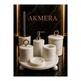 Akmera Home Mermer Top Ayaklı Standlı 7 Parça Lüks Banyo Seti