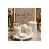 Akmera Home Top Ayaklı Düz Tepsi Tasarım Sunumluk&Mücevher Standı Çok Amaçlı 7 Parça Lüks Banyo Seti ÖZELSERİ