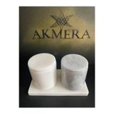 Akmera Mermer Baharaklık 2li Gri Beyaz Baharatlık