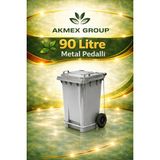 Akmex Grup Metal Pedallı Çöp Konteyneri 90 Litre Konteyner - A Isıya Karşı Dayanıklı- - Gri