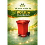 Akmex Grup Metal Pedallı Plastik Çöp Konteyneri 90 Litre Konteyner - A Isıya Karşı Dayanıklı- - Kırmızı