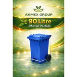 Akmex Grup Metal Pedallı Plastik Çöp Konteyneri 90 Litre Konteyner - A Isıya Karşı Dayanıklı- - Mavi