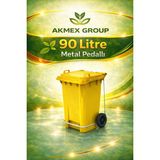 Akmex Grup Metal Pedallı Plastik Çöp Konteyneri 90 Litre Konteyner - A Isıya Karşı Dayanıklı- - Sarı
