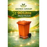Akmex Grup Metal Pedallı Plastik Çöp Konteyneri 90 Litre Konteyner - A Isıya Karşı Dayanıklı- - Turuncu