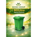 Akmex Grup Metal Pedallı Plastik Çöp Konteyneri 90 Litre Konteyner - A Isıya Karşı Dayanıklı- - Yeşil