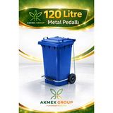 Akmex Metal Pedallı Plastik Çöp Konteyneri 120 Litre Konteyner - A Isıya Karşı Dayanıklı- - Mavi
