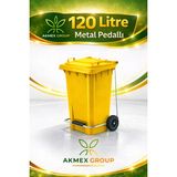 Akmex Metal Pedallı Plastik Çöp Konteyneri 120 Litre Konteyner - A Isıya Karşı Dayanıklı- - Sarı
