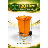 Akmex Metal Pedallı Tıbbı Atık Plastik Çöp Konteyneri 120 Litre Konteyner - A Isıya Karşı Dayanıklı- - Turuncu