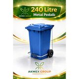 Akmex Metal Pedallı Tıbbı Atık Plastik Çöp Konteyneri 240 Litre Konteyner - A Isıya Karşı Dayanıklı- - Mavi