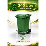 Akmex Metal Pedallı Tıbbı Atık Plastik Çöp Konteyneri 240 Litre Konteyner - A Isıya Karşı Dayanıklı- - Yeşil
