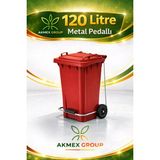 Akmex Metal Tıbbı Atık Plastik Çöp Konteyneri 120 Litre Konteyner - A Isıya Karşı Dayanıklı- - Kırmızı