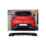 AkmTuning Renault Clio 4 Difüzör Parlak Siyah Egzoz Görünüm 2012 2013 2014 2015 2016 Arka-difizör-bodykit-ek