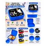 Akn Çocuk Beslenme Kutusu Kilitli 2 Bölmeli Bpa Içermez Lunch Box Okul Beslenme Kabı Uzay Temalı Plastik