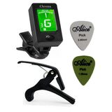 Akort Cihazı Akort Aleti + Kapo Seti Tuner Saz Gitar Keman Ukulele Akort Aleti