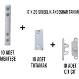 Akpen Sineklik Aksesuar Takımı 17X25 – Menteşeli Sistem Için 10’lu Kulplu Çıtçıtlı Menteşeli Set - Beyaz