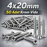 Akpınar Krom Vida 4X20MM 50 Adet Paslanmaz Inox Vida