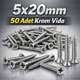 Akpınar Krom Vida 5X20MM 50 Adet Paslanmaz Inox Vida