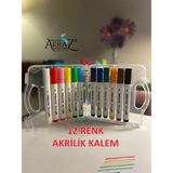 Akraz Art Design Akrilik Marker Kalem Seti 12 Renk Akr-49 Keçeli Kalem Özellikli