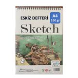 Akraz Art Design Eskiz Defteri A4 Spralli 35 Yaprak 160 gr 210x297 mm Sketch Book Üstten Açılmalı spiralli Ezkiz Defter 1 adet