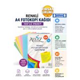 Akraz Art Design RENKLİ FOTOKOPİ KAĞIDI A4 100 LÜ PAKET KARIŞIK RENK