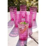 Akrilik Allegra Pembe 6'lı Uzun Bardak & Su Meşrubat Bardağı 750 ml (Büyük Boy & Cam Değildir)