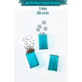 Akrilik Aquamarin Şeker Kahve Çay Kavanozu 500 ml (Vakum Kapak )